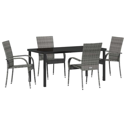 Trädgårdsmöbelset 5 pcs Grå Pulverlackerat stål