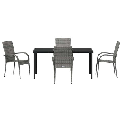 Trädgårdsmöbelset 5 pcs Grå Pulverlackerat stål