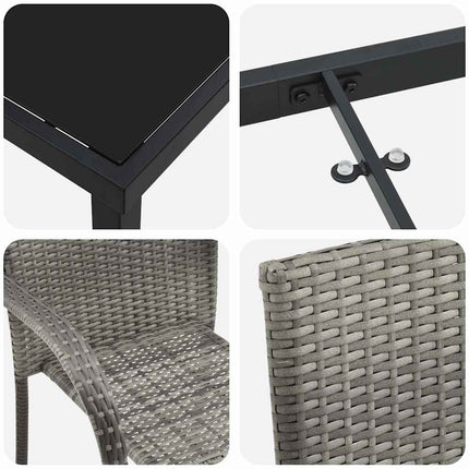 Trädgårdsmöbelset 7 pcs Grå Pulverlackerat stål