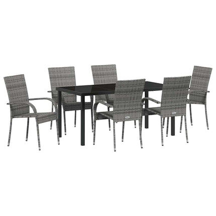Trädgårdsmöbelset 7 pcs Grå Pulverlackerat stål