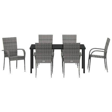Trädgårdsmöbelset 7 pcs Grå Pulverlackerat stål