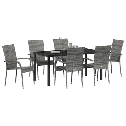 Trädgårdsmöbelset 7 pcs Grå Pulverlackerat stål