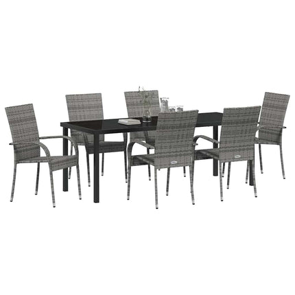 Trädgårdsmöbelset 7 pcs Grå Pulverlackerat stål