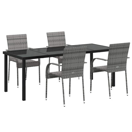 Trädgårdsmöbelset 5 pcs Grå Pulverlackerat stål