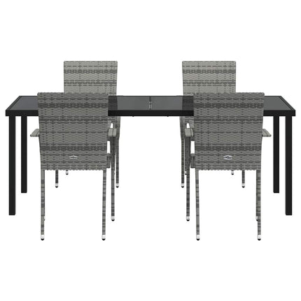 Trädgårdsmöbelset 5 pcs Grå Pulverlackerat stål