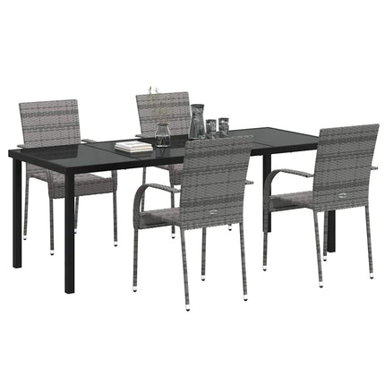 Trädgårdsmöbelset 5 pcs Grå Pulverlackerat stål