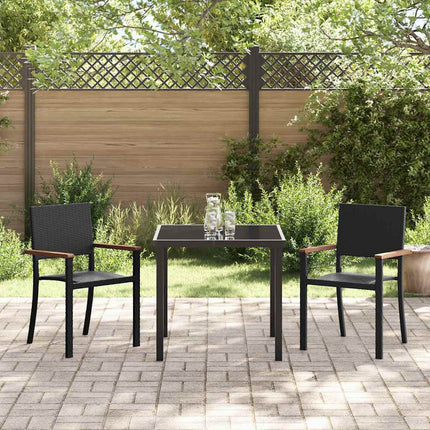 Trädgårdsmöbelset 3 pcs Svart Pulverlackerat stål