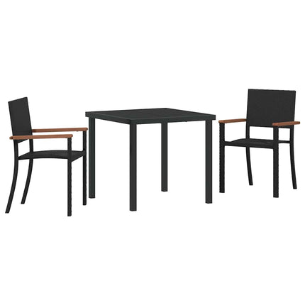Trädgårdsmöbelset 3 pcs Svart Pulverlackerat stål
