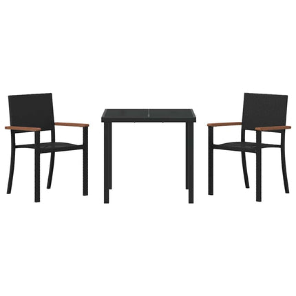 Trädgårdsmöbelset 3 pcs Svart Pulverlackerat stål