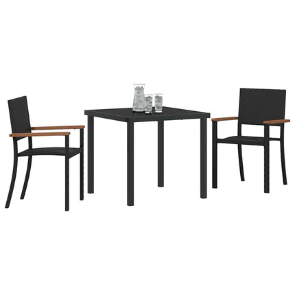 Trädgårdsmöbelset 3 pcs Svart Pulverlackerat stål