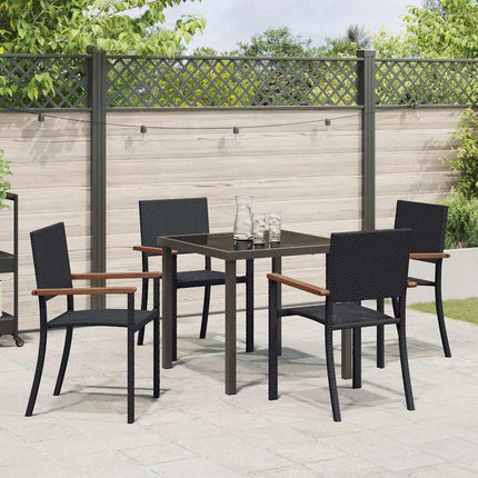 Trädgårdsmöbelset 5 pcs Svart Pulverlackerat stål