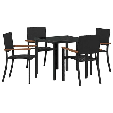 Trädgårdsmöbelset 5 pcs Svart Pulverlackerat stål