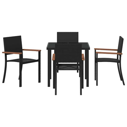 Trädgårdsmöbelset 5 pcs Svart Pulverlackerat stål