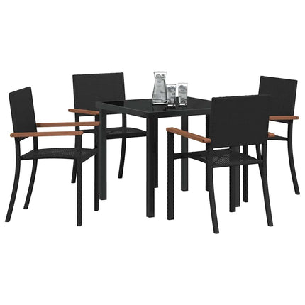 Trädgårdsmöbelset 5 pcs Svart Pulverlackerat stål