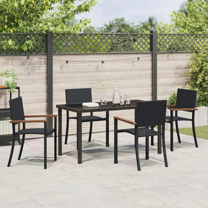 Trädgårdsmöbelset 5 pcs Svart Pulverlackerat stål