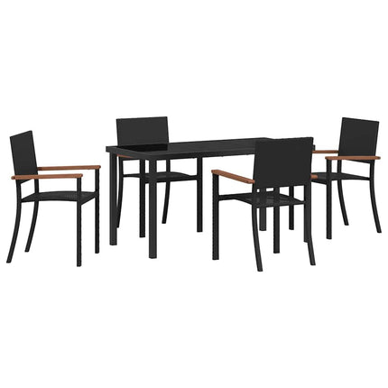 Trädgårdsmöbelset 5 pcs Svart Pulverlackerat stål