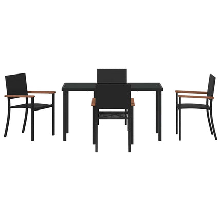Trädgårdsmöbelset 5 pcs Svart Pulverlackerat stål