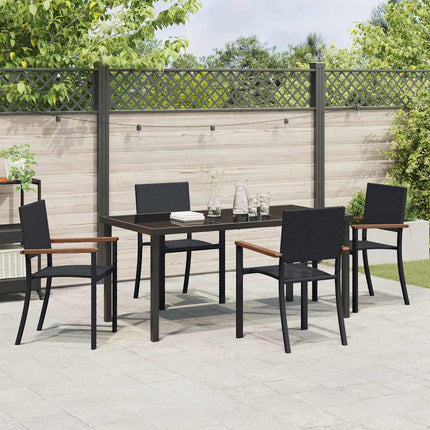 Trädgårdsmöbelset 5 pcs Svart Pulverlackerat stål