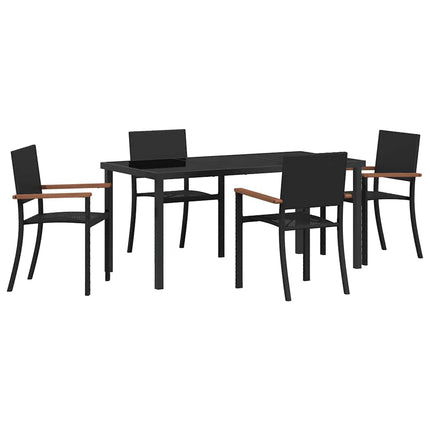 Trädgårdsmöbelset 5 pcs Svart Pulverlackerat stål