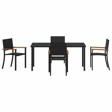 Trädgårdsmöbelset 5 pcs Svart Pulverlackerat stål