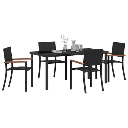 Trädgårdsmöbelset 5 pcs Svart Pulverlackerat stål