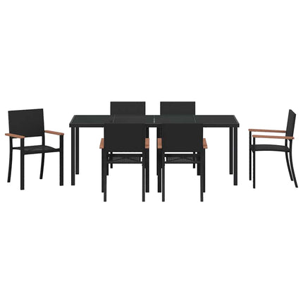 Trädgårdsmöbelset 7 pcs Svart Pulverlackerat stål