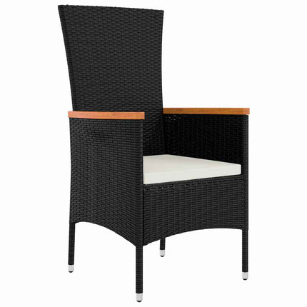 Trädgårdsmöbelset med kudde 3 pcs Svart Pulverlackerat stål