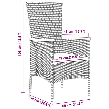 Trädgårdsmöbelset med kudde 3 pcs Svart Pulverlackerat stål