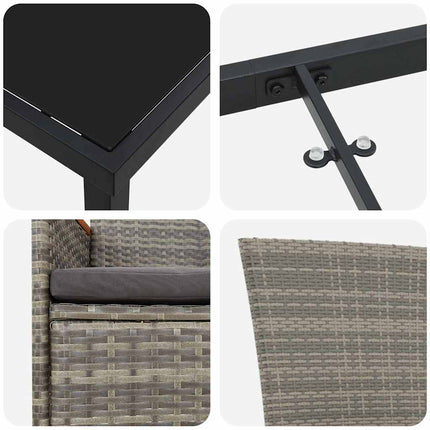 Trädgårdsmöbelset med kudde 7 pcs Grå Pulverlackerat stål