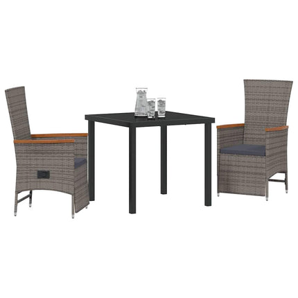 Trädgårdsmöbelset med kudde 3 pcs Grå konstrotting