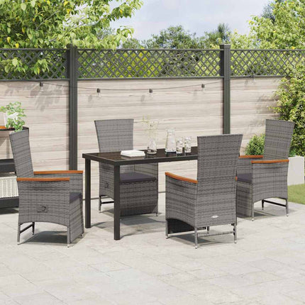 Trädgårdsmöbelset med kudde 5 pcs Grå konstrotting