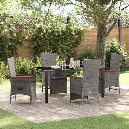 Trädgårdsmöbelset med kudde 5 pcs Grå konstrotting