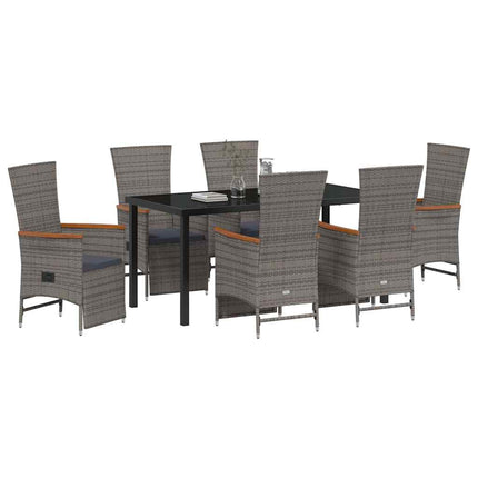 Trädgårdsmöbelset med kudde 7 pcs Grå konstrotting