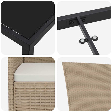 Trädgårdsmöbelset med kudde 3 pcs Beige konstrotting