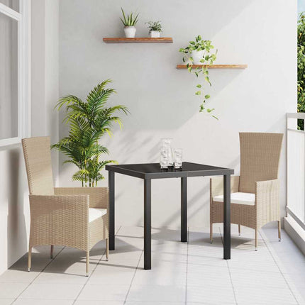 Trädgårdsmöbelset med kudde 3 pcs Beige konstrotting