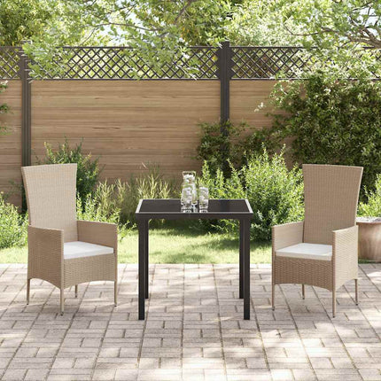 Trädgårdsmöbelset med kudde 3 pcs Beige konstrotting