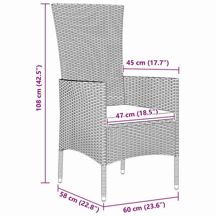 Trädgårdsmöbelset med kudde 3 pcs Beige konstrotting