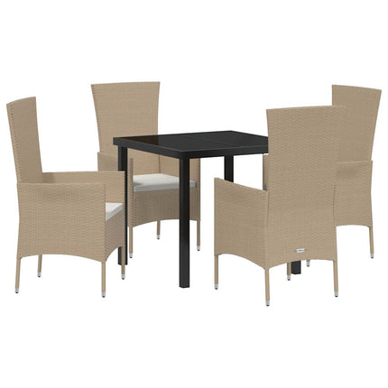 Trädgårdsmöbelset med kudde 5 pcs Beige konstrotting