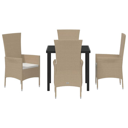 Trädgårdsmöbelset med kudde 5 pcs Beige konstrotting