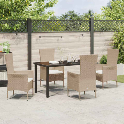 Trädgårdsmöbelset med kudde 5 pcs Beige konstrotting