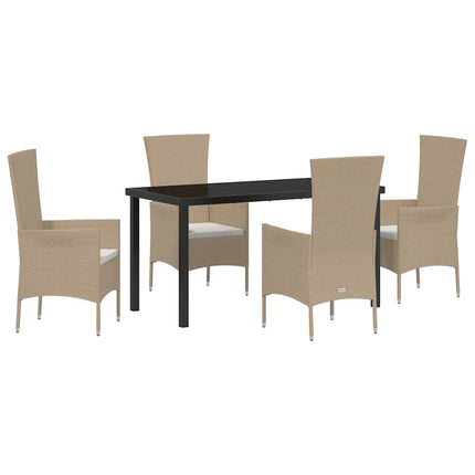 Trädgårdsmöbelset med kudde 5 pcs Beige konstrotting
