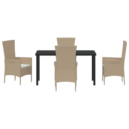 Trädgårdsmöbelset med kudde 5 pcs Beige konstrotting