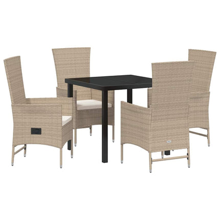 Trädgårdsmöbelset med kudde 5 pcs Beige konstrotting