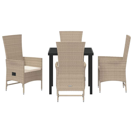 Trädgårdsmöbelset med kudde 5 pcs Beige konstrotting