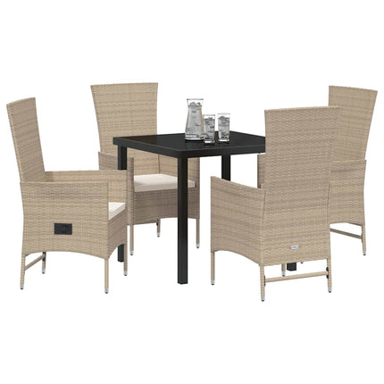 Trädgårdsmöbelset med kudde 5 pcs Beige konstrotting