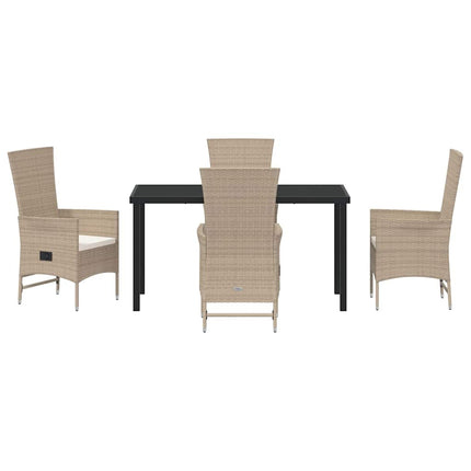 Trädgårdsmöbelset med kudde 5 pcs Beige konstrotting