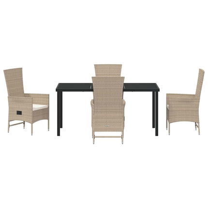 Trädgårdsmöbelset med kudde 5 pcs Beige konstrotting