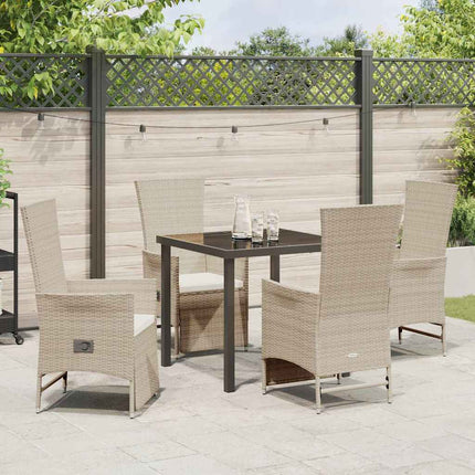 Trädgårdsmöbelset med kudde 5 pcs Beige konstrotting