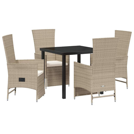 Trädgårdsmöbelset med kudde 5 pcs Beige konstrotting