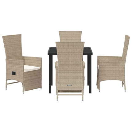 Trädgårdsmöbelset med kudde 5 pcs Beige konstrotting